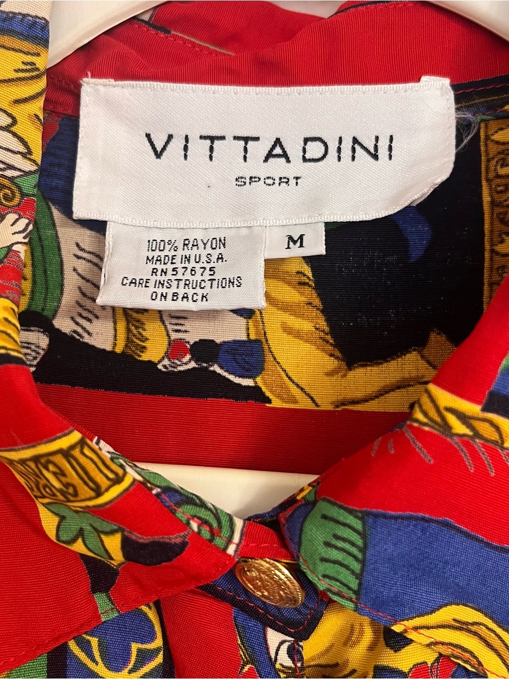 Vintage Vittadini Sport Tarot Button Down Shirt Long Sleeve Maximalist Sz M Bold - Picture 3 of 11